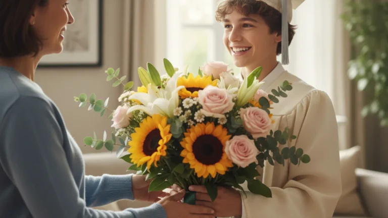 Bloemen voor iemand die geslaagd is